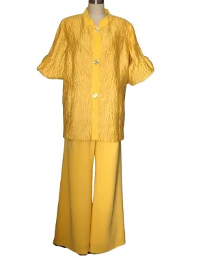 Puff Sleeve Pant Suit  - Style #109P (Yellow)