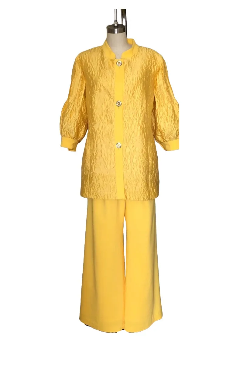 Puff Sleeve Pant Suit  - Style #109P (Yellow)