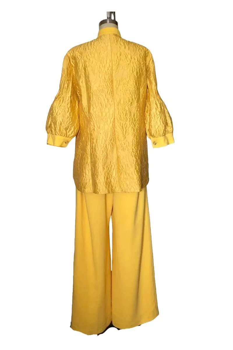 Puff Sleeve Pant Suit  - Style #109P (Yellow)