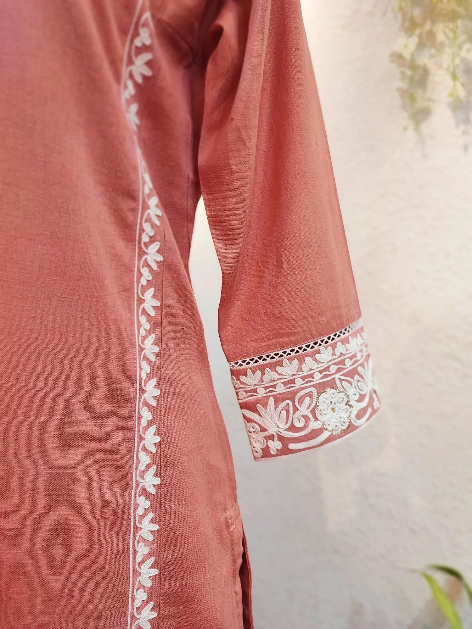 Pure Cotton Peach kurta pants set