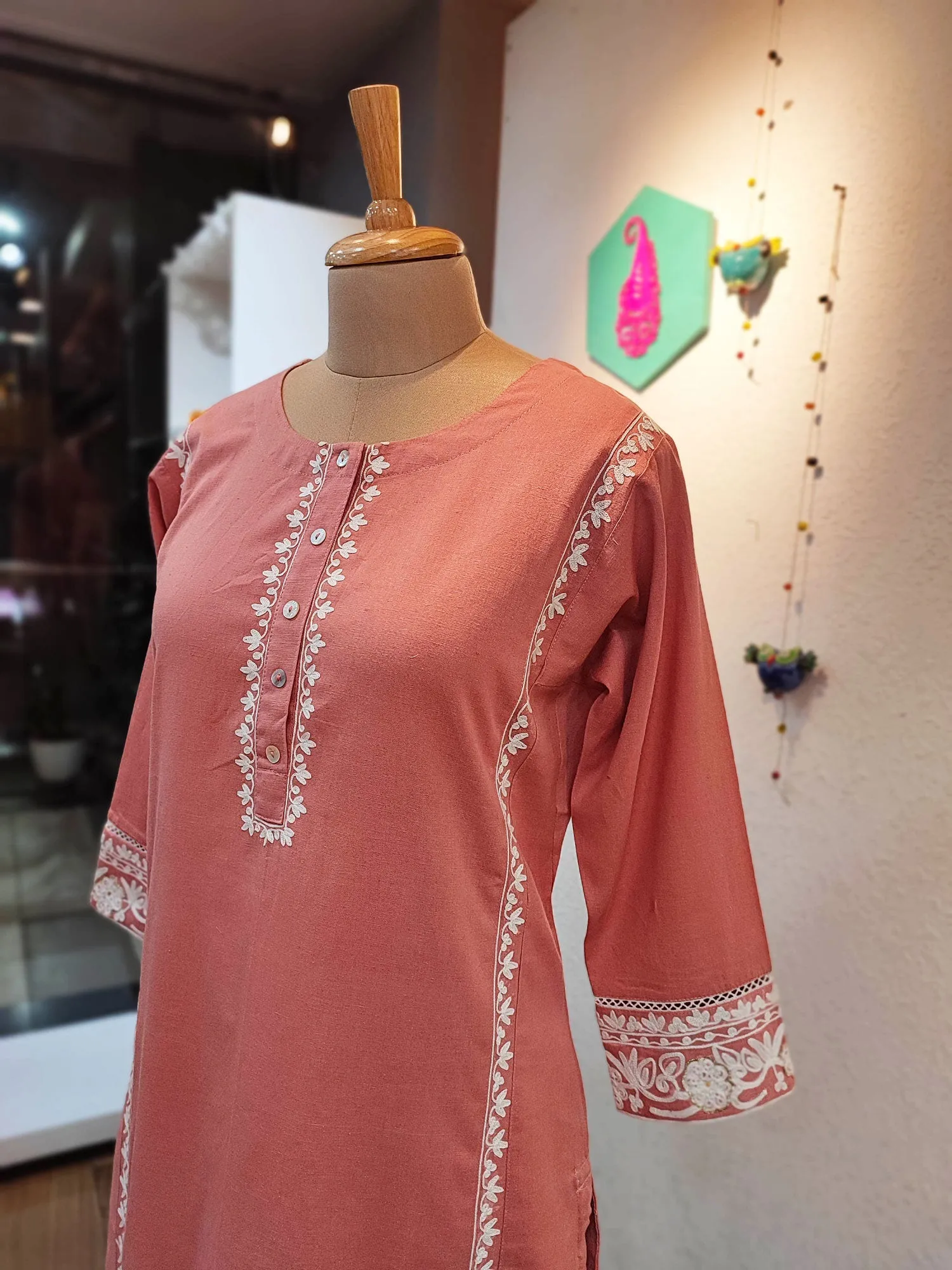 Pure Cotton Peach kurta pants set