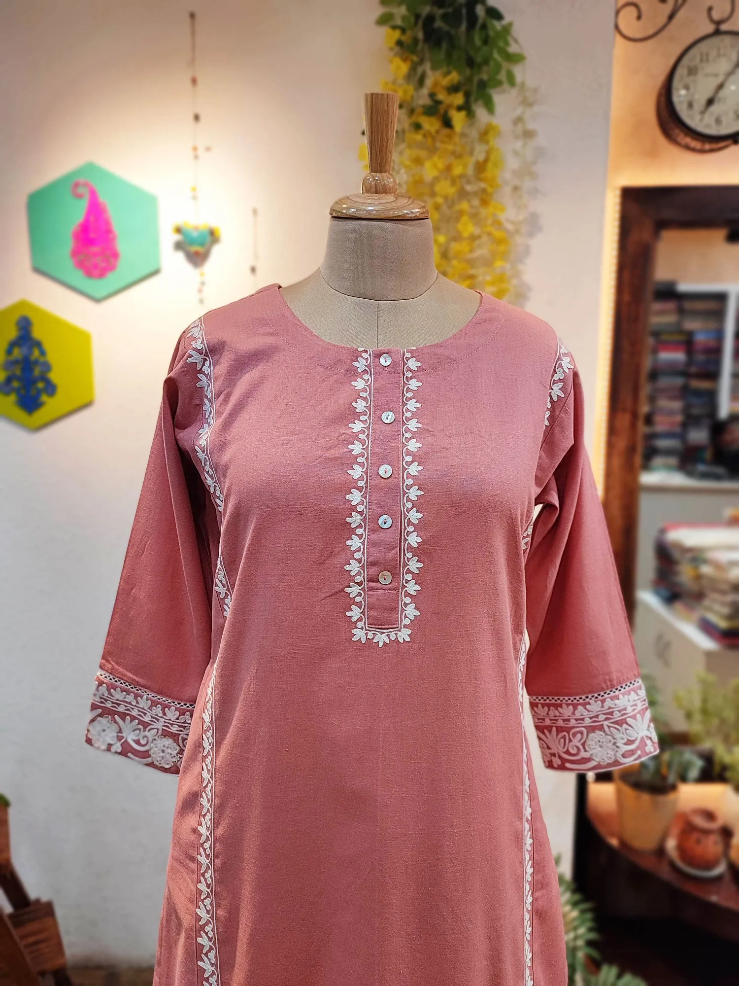 Pure Cotton Peach kurta pants set