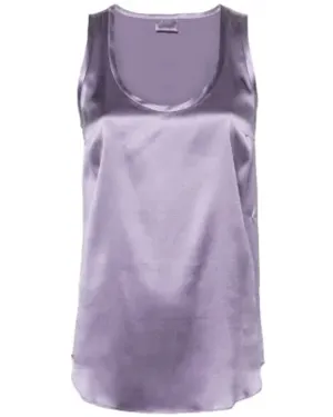 Purple Ash Satin Scoop Neck Tank