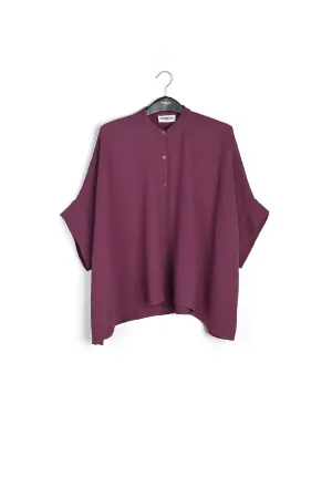 Purple boxy-cut seersucker shirt