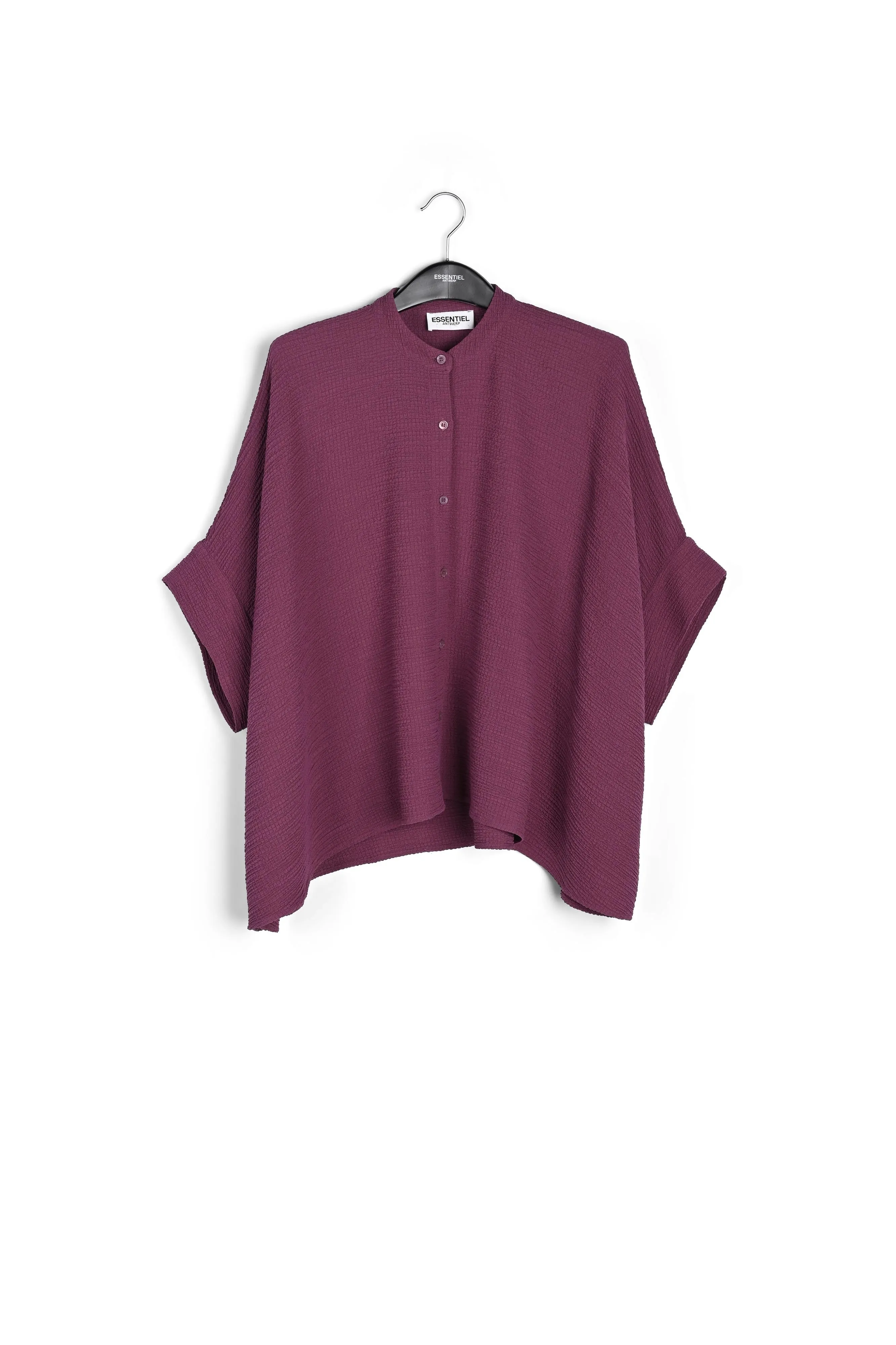 Purple boxy-cut seersucker shirt