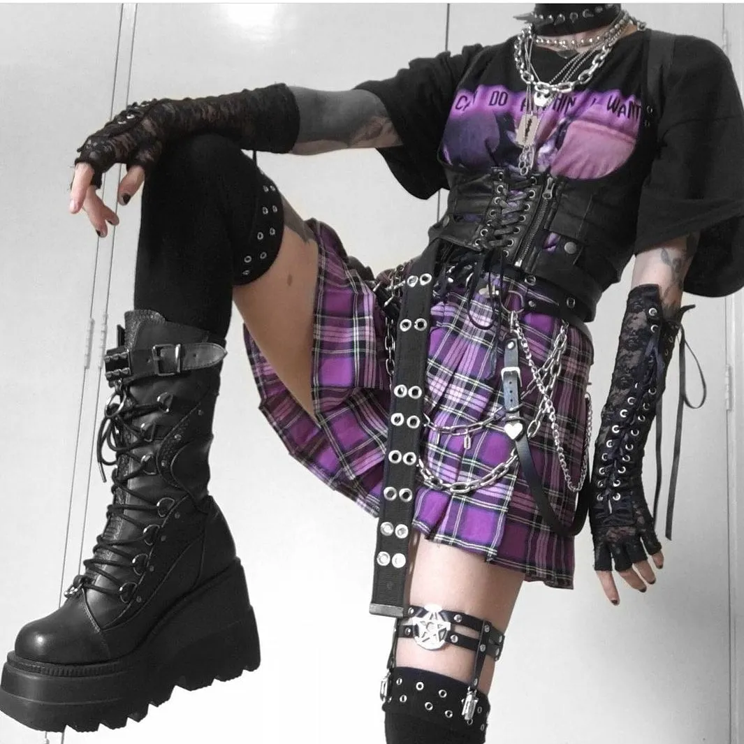 Purple Plaid Skirt
