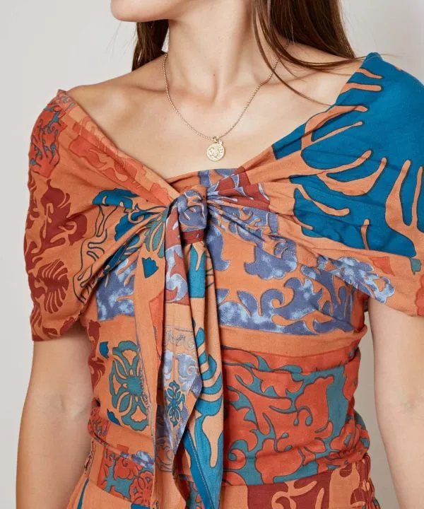 Quilts Print One-Piece Sash Skirt