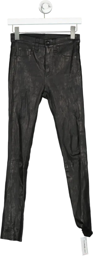 Rag & Bone Black Leather Skinny Trouser W24
