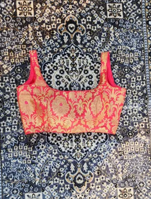 Raspberry Brocade Sleeveless Blouse
