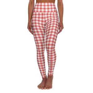 Red Gingham High Waisted Yoga Leggings