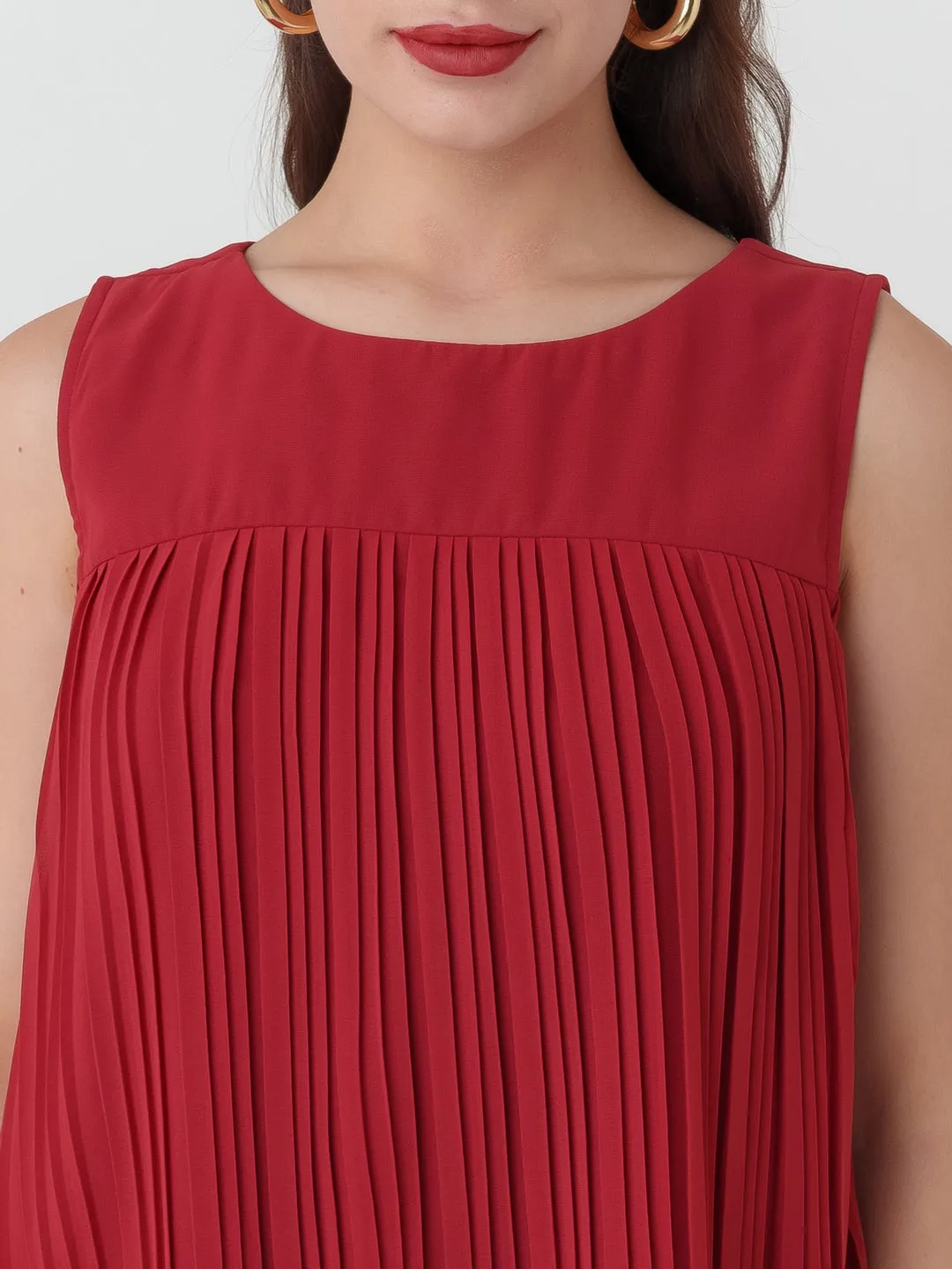 Red Solid Flared Top