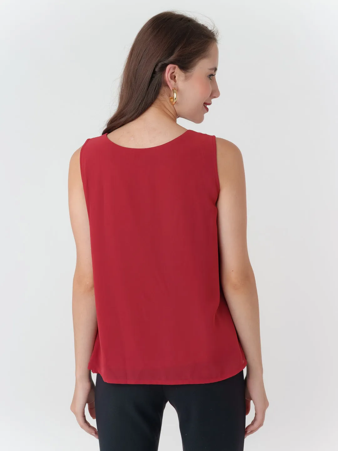 Red Solid Flared Top