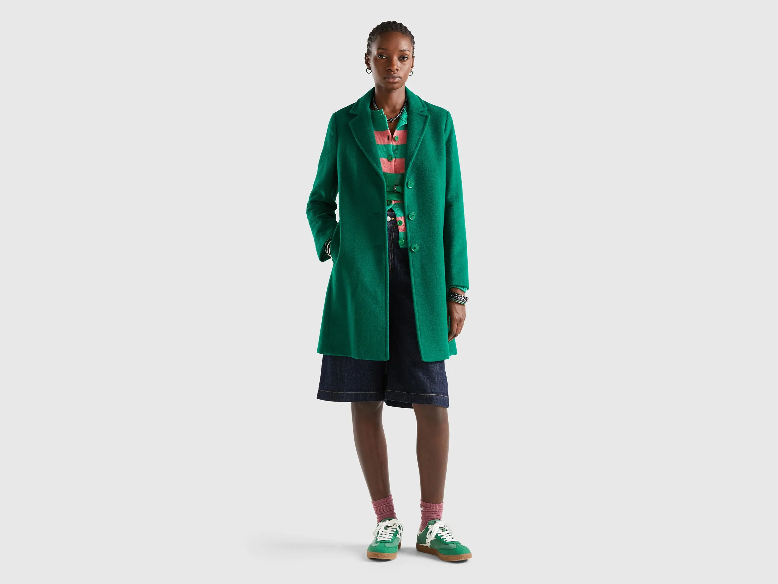 Relaxed Fit Button Down Solid Longline Coat
