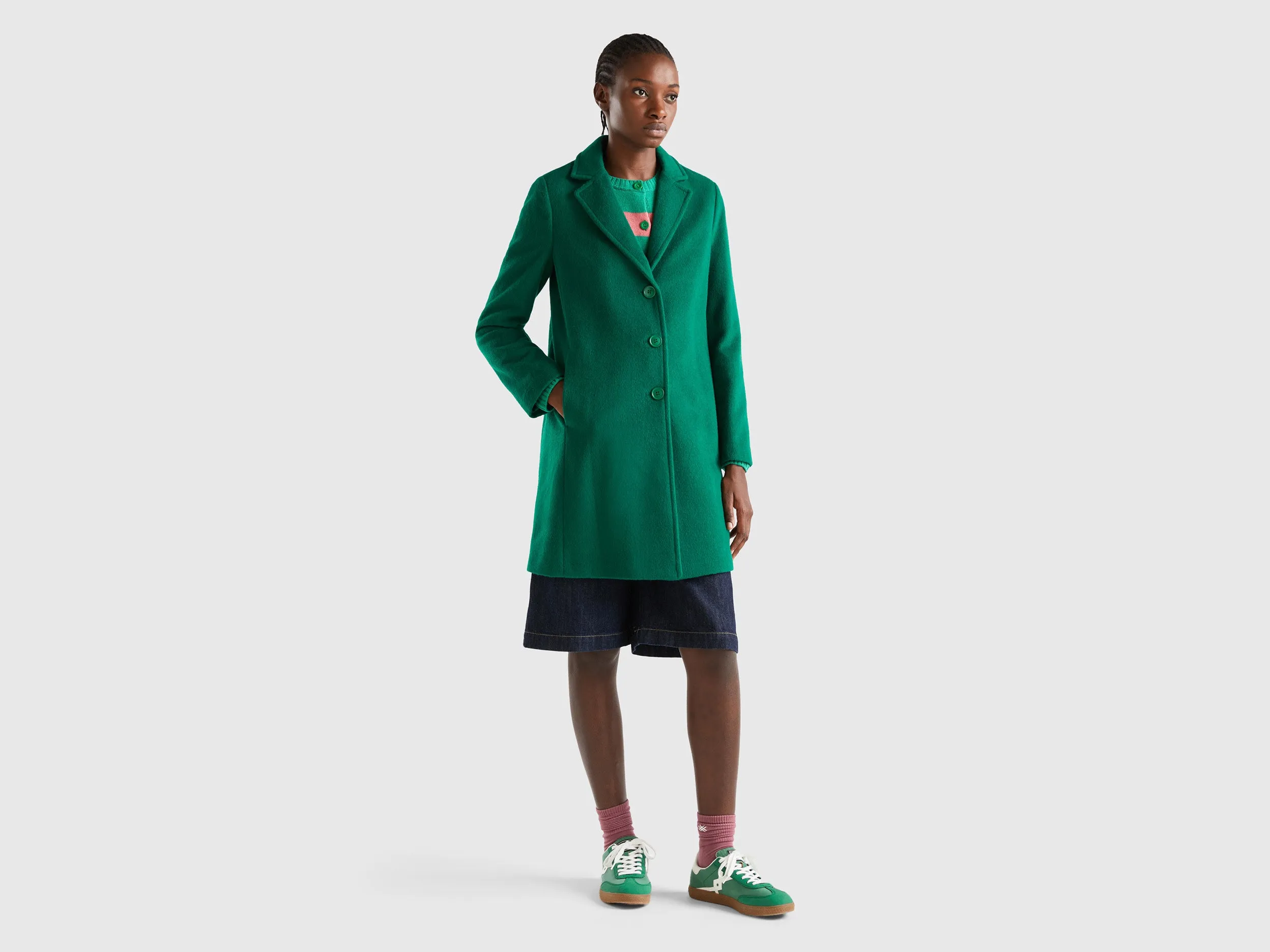 Relaxed Fit Button Down Solid Longline Coat