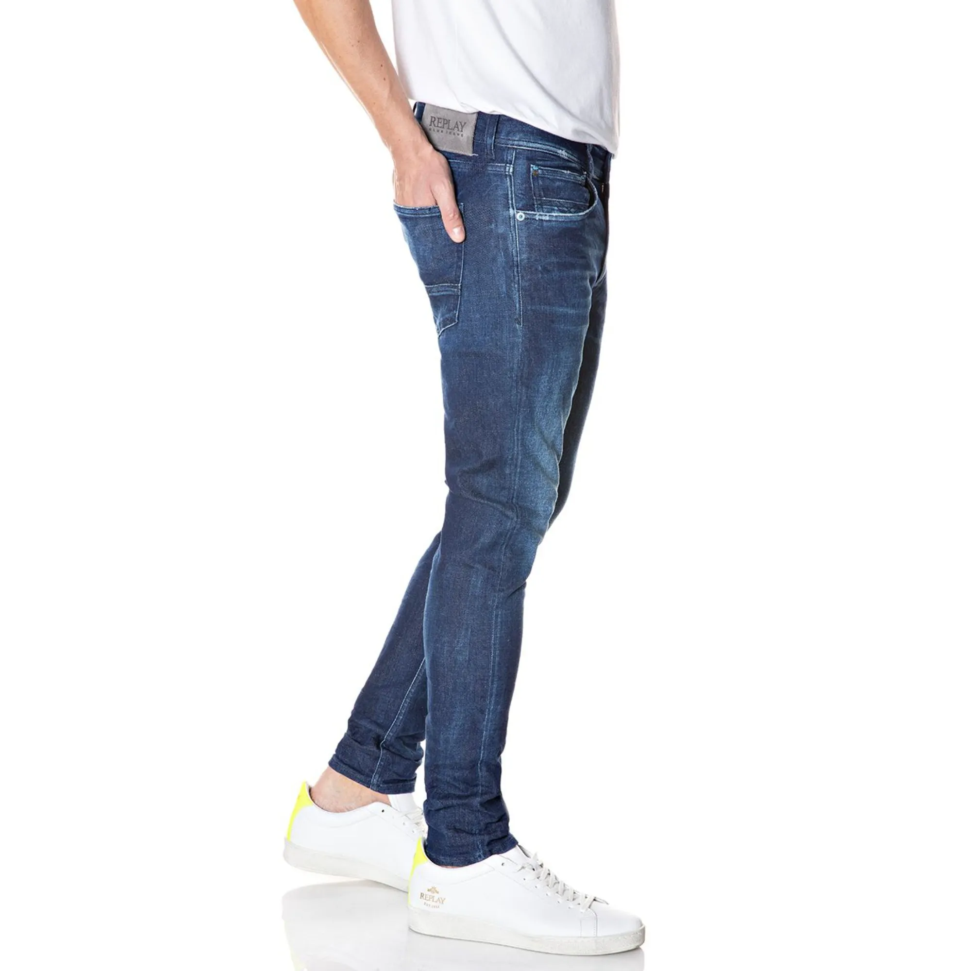 Replay Men's Dark Blue Skinny Low Crotch Jean