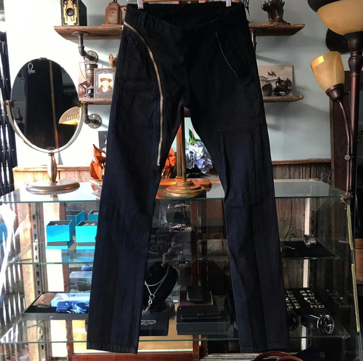 Rick Owens DRKSHDW Asymmetric Zip Black Trousers - XS