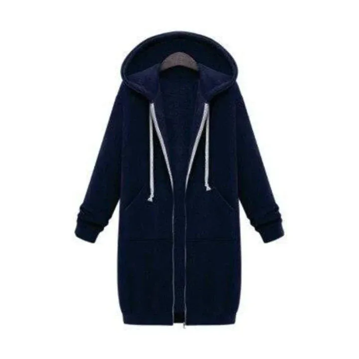 Roza - a long-cut women's sweatshirt with a zipper closure