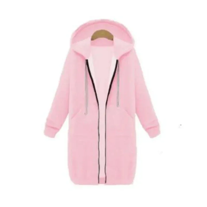 Roza - a long-cut women's sweatshirt with a zipper closure