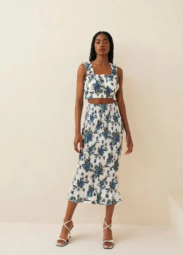 Ruched Floral Skirt