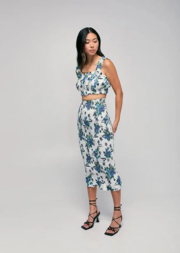 Ruched Floral Skirt