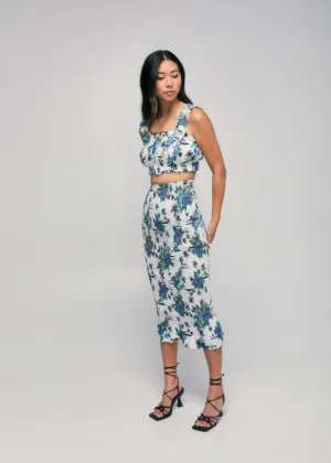 Ruched Floral Skirt