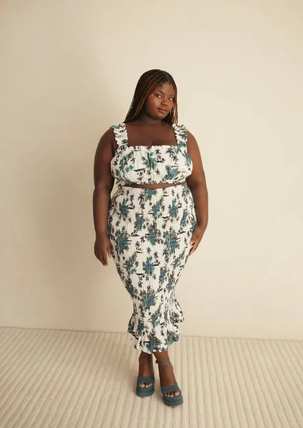 Ruched Floral Skirt