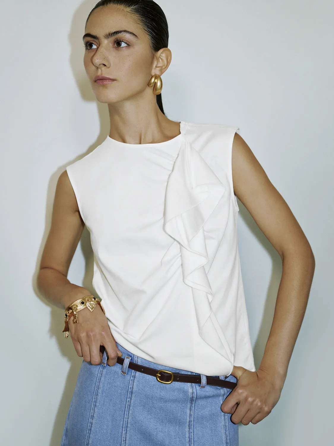 Ruched Sleeveless Blouses