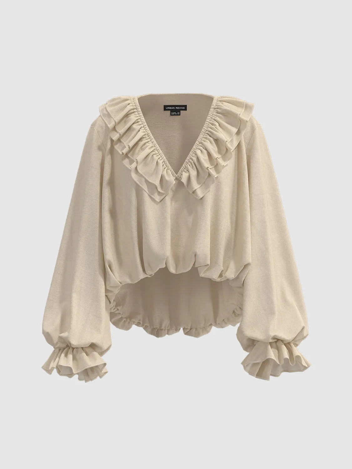 Ruffle Collar V-Neck Loose Blouses