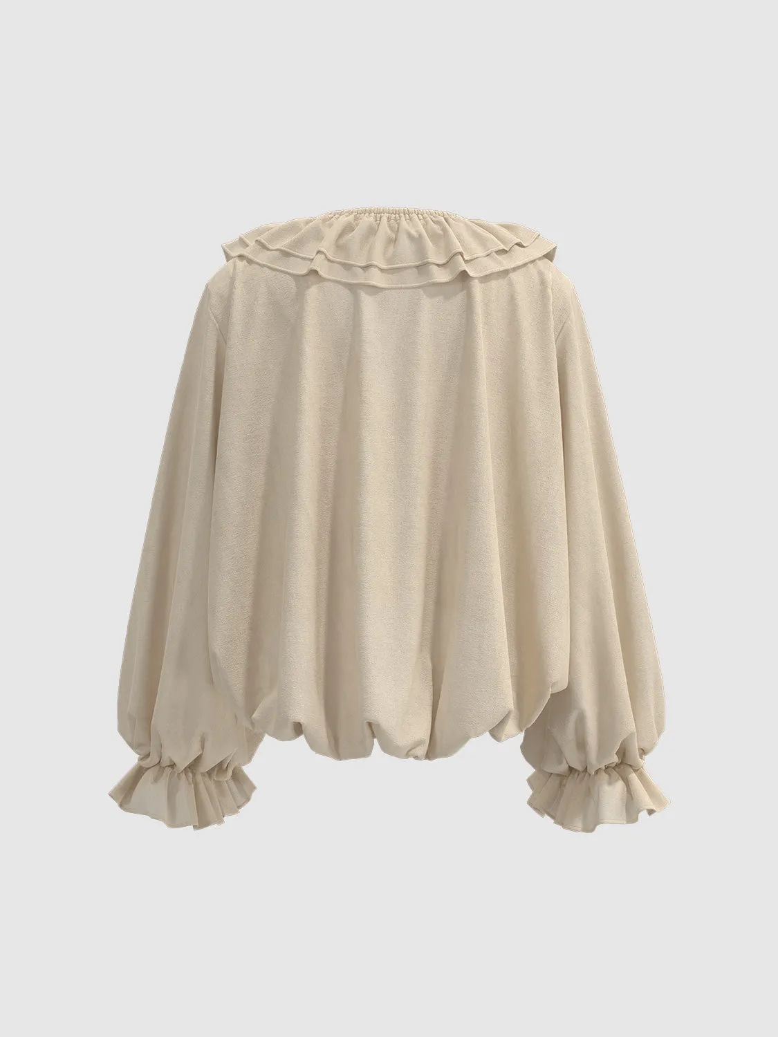 Ruffle Collar V-Neck Loose Blouses