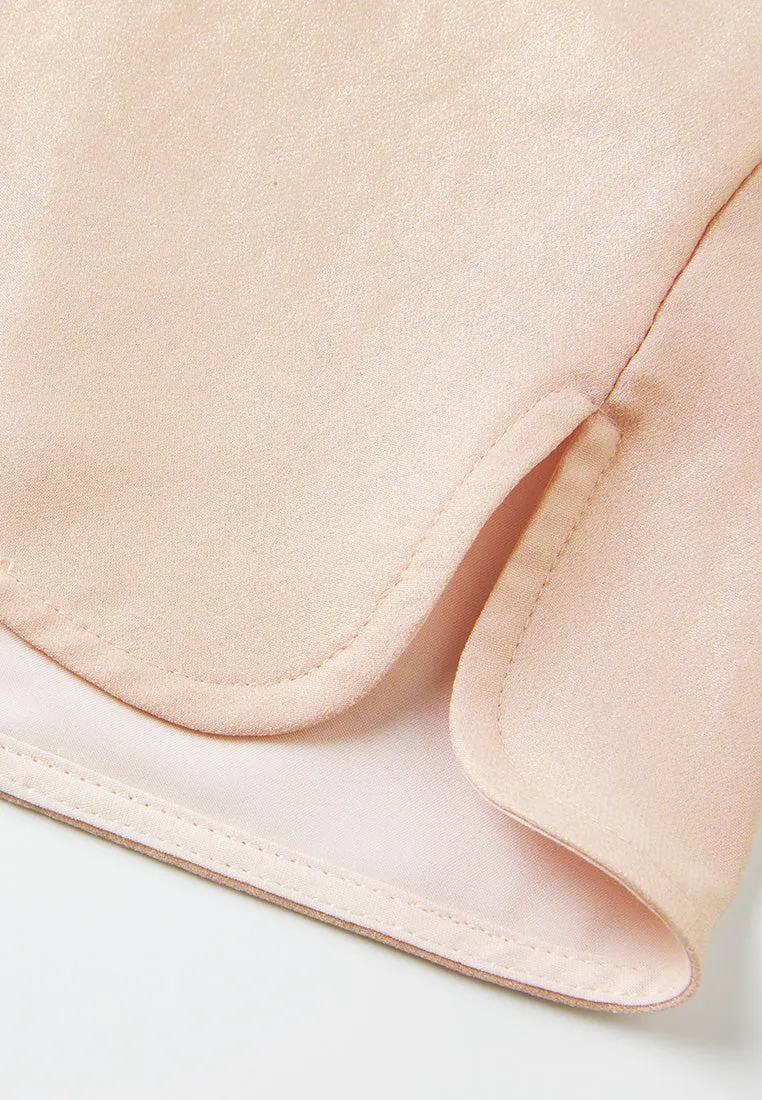 Ruffle-trim Lamé Blouse