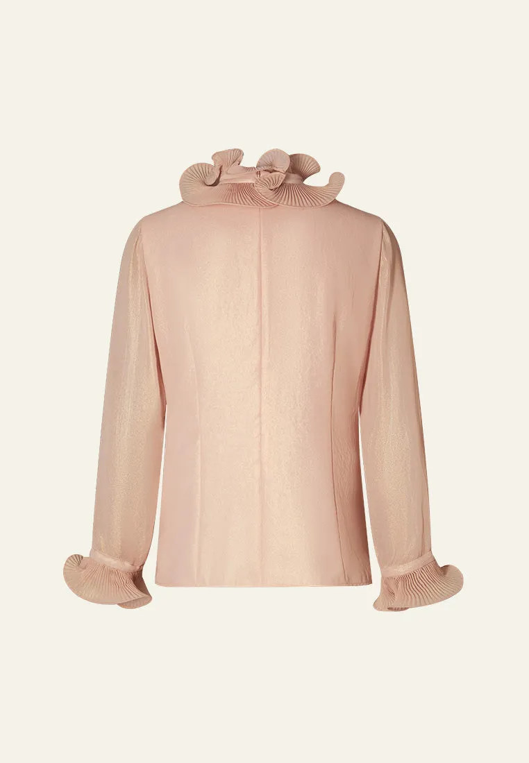 Ruffle-trim Lamé Blouse