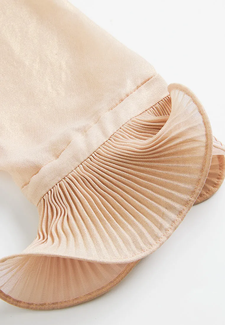 Ruffle-trim Lamé Blouse