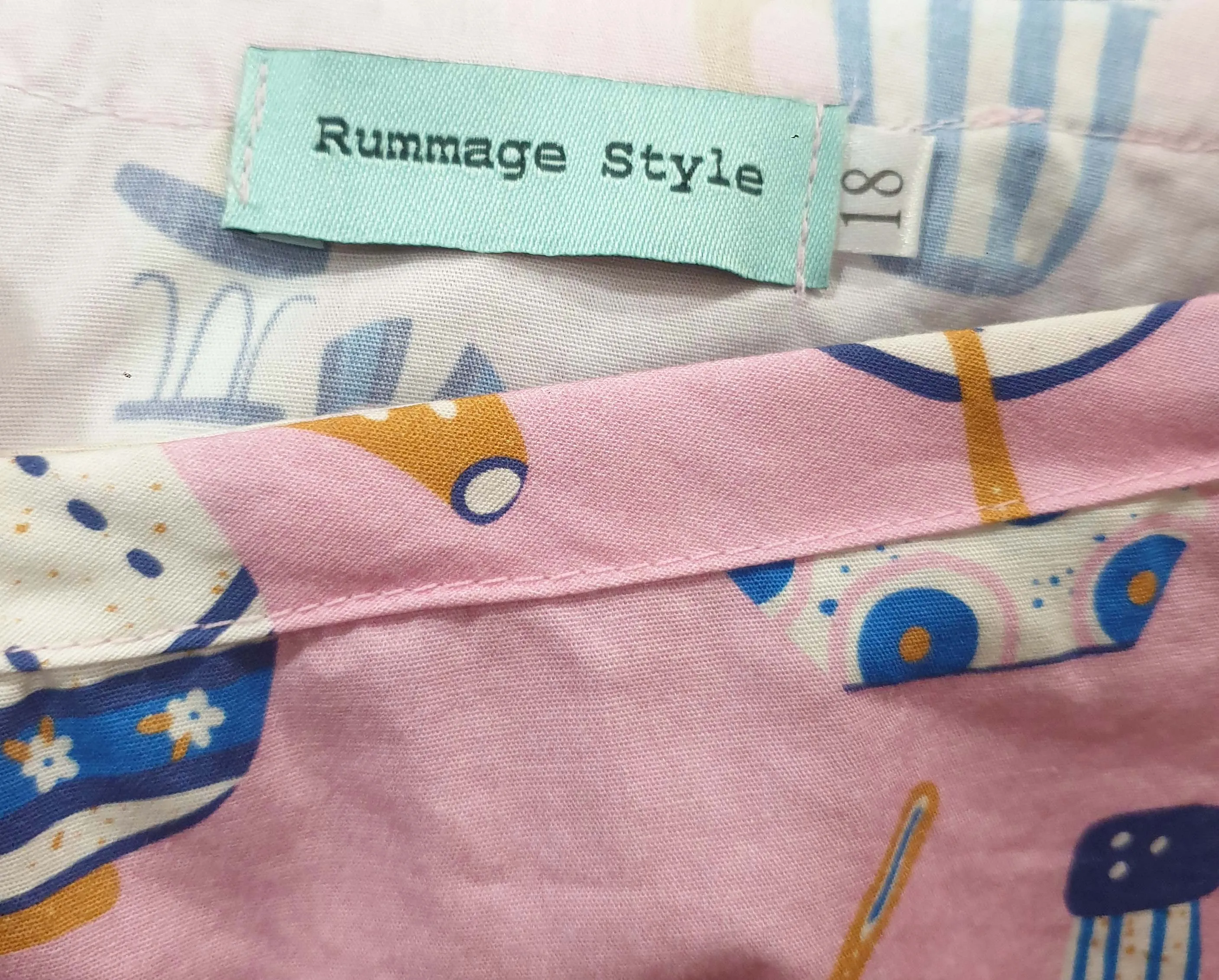 Rummage Style pink breakfast print long sleeve top size 18