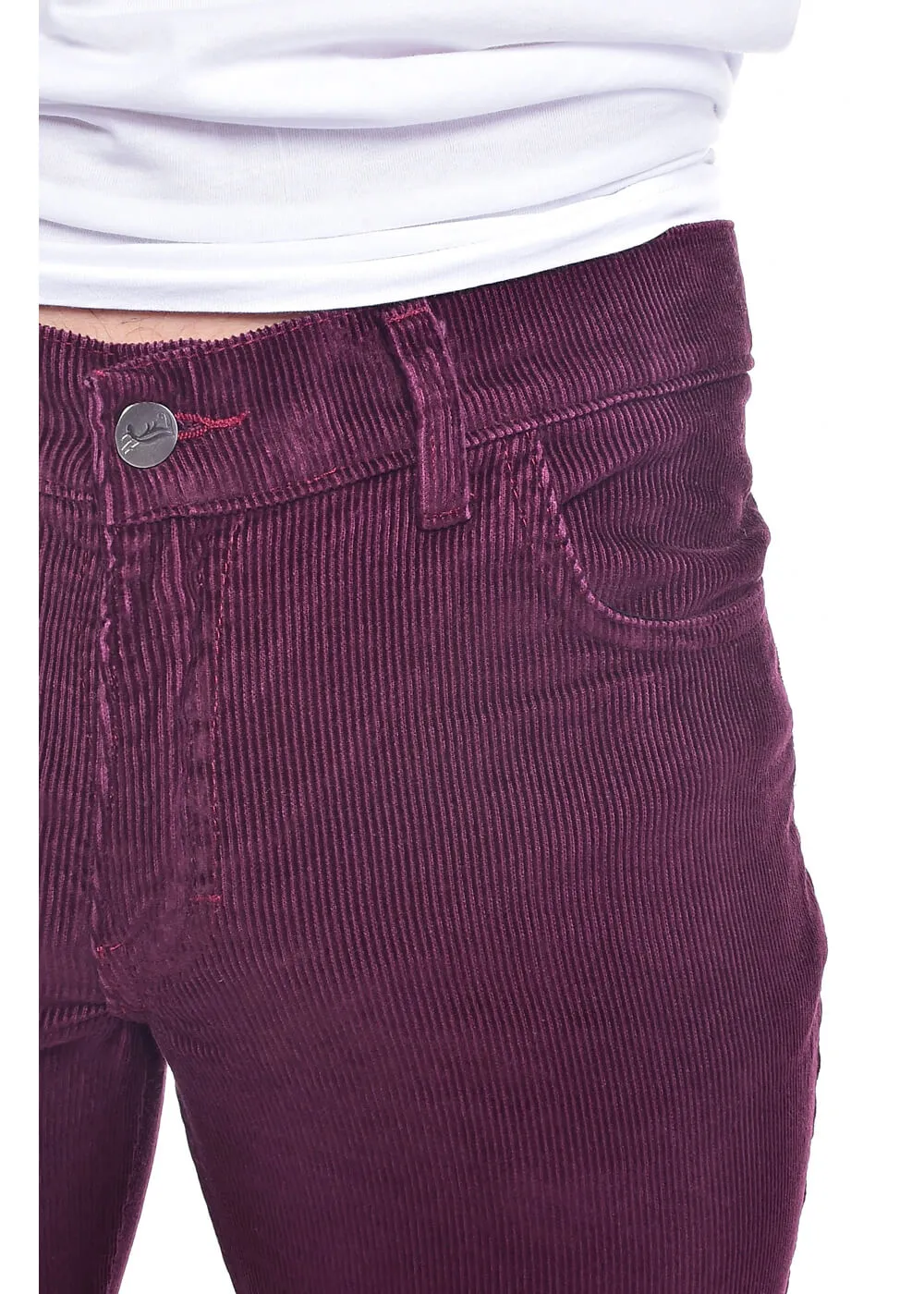 Run & Fly Mens Corduroy 70's Flare Trousers Burgundy