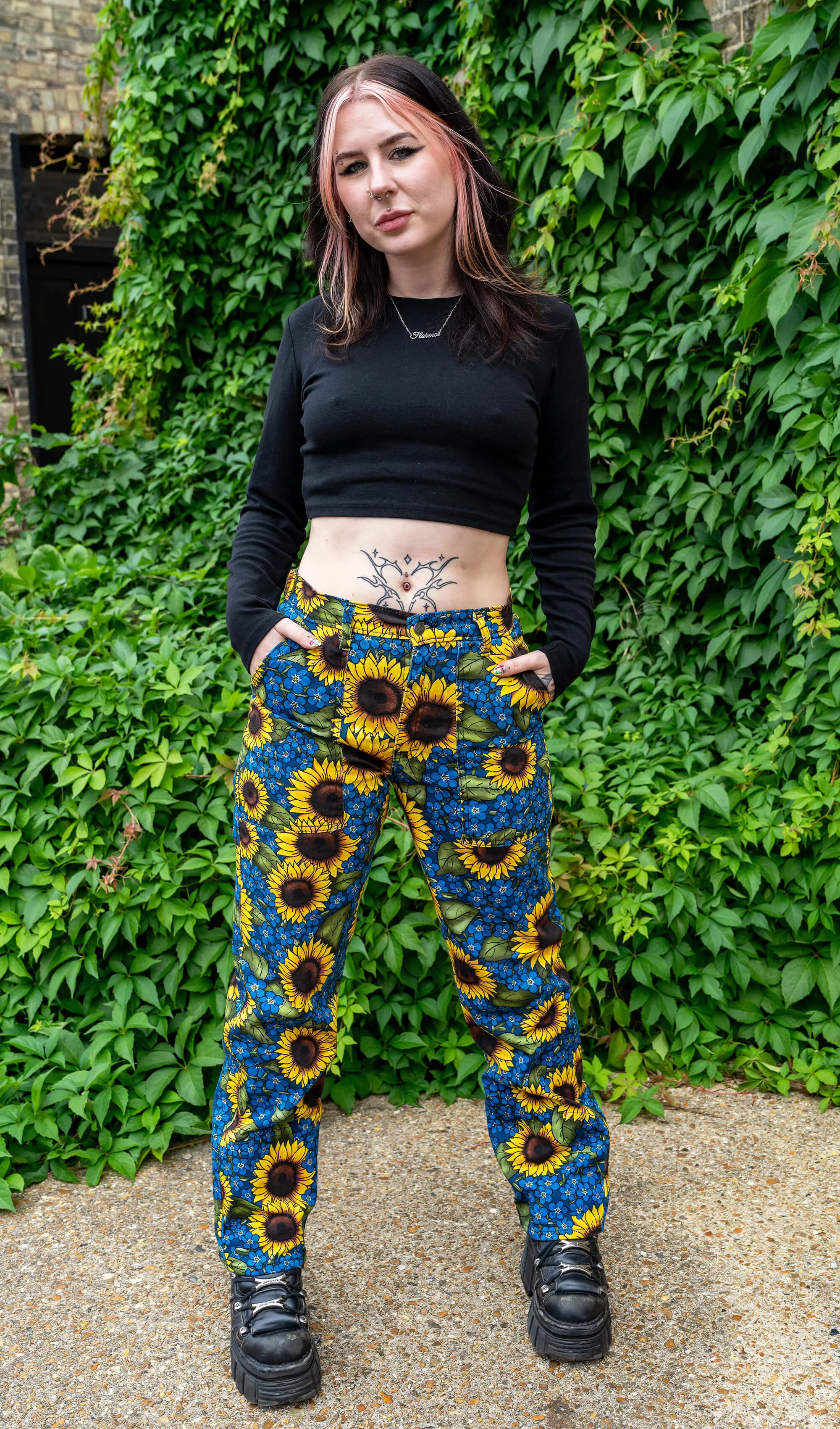 Run & Fly x Jen James Design Forget Me Not Straight Leg Jeans