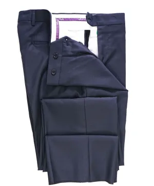 SAKS FIFTH AVE - Navy Wool MADE IN ITALY Flat Front Dress Pants - 32W