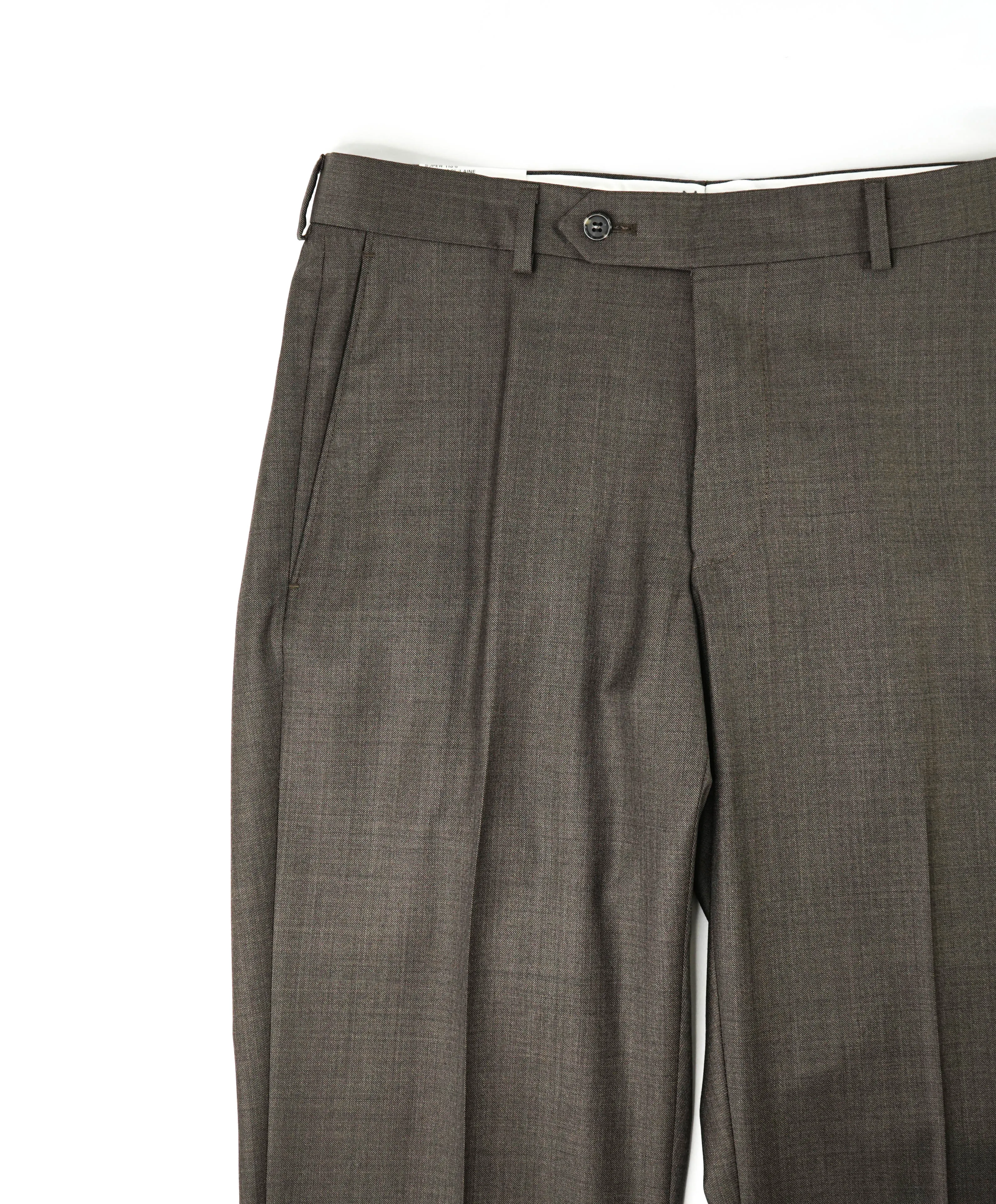 SAMUELSOHN - "SUPER 120's" Brown *Closet Staple* Wool Flat Front Pants - 32W