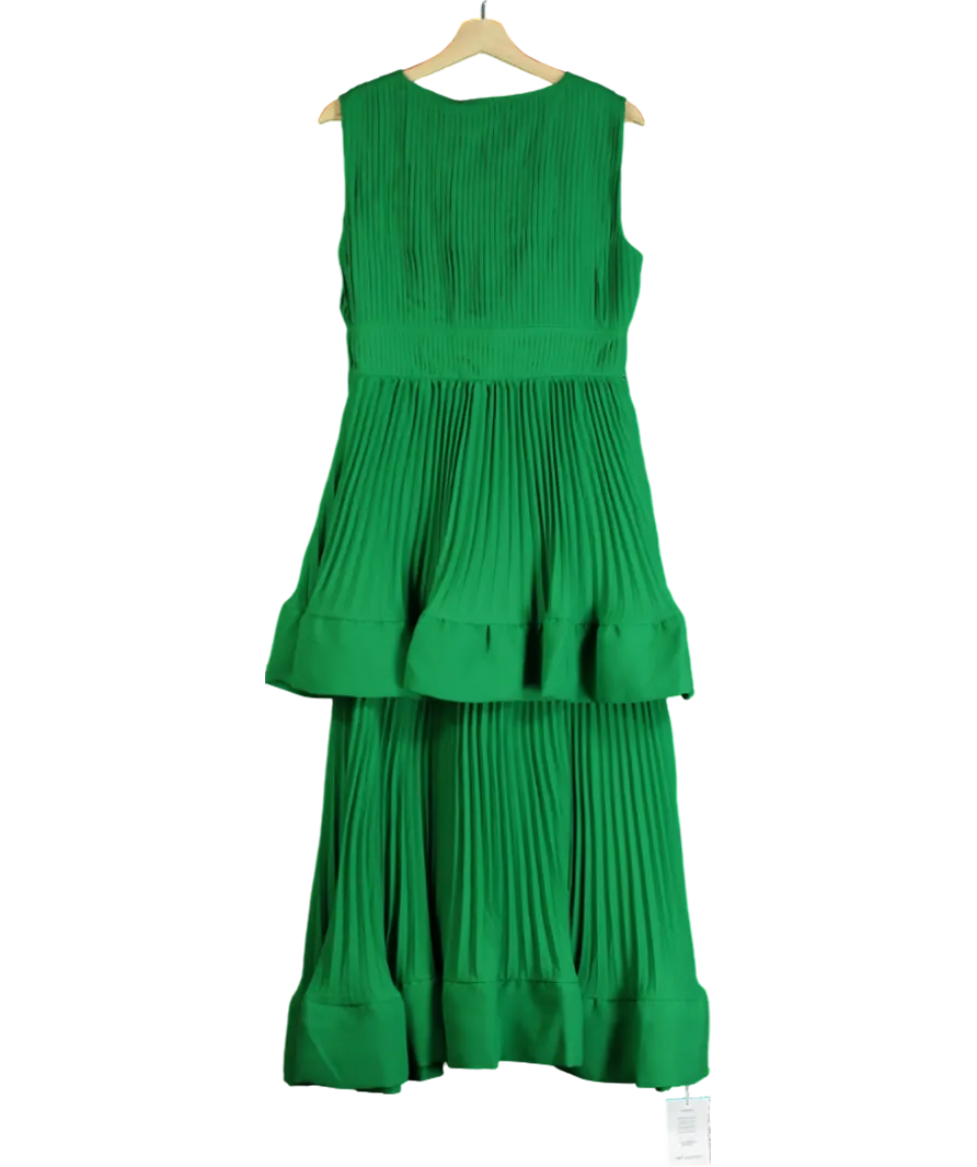 Self-portrait Tiered Chiffon Midi Dress Green UK 12
