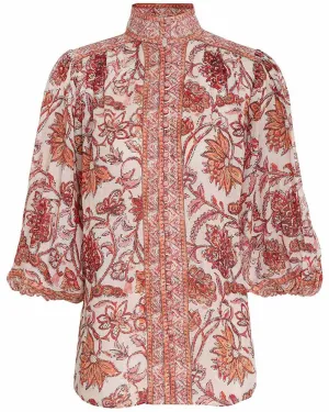Sepia Floral Vitali Yoke Blouse