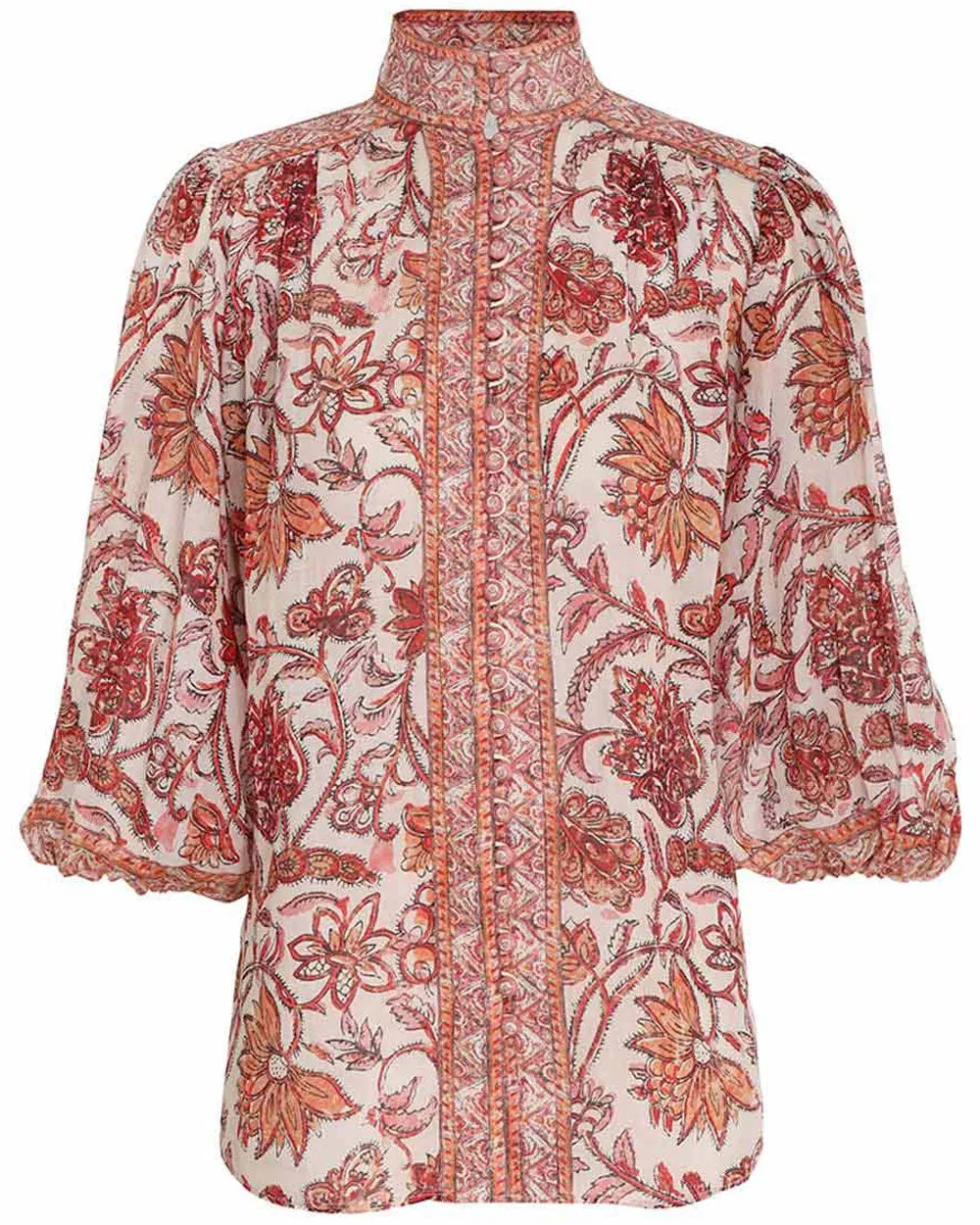 Sepia Floral Vitali Yoke Blouse