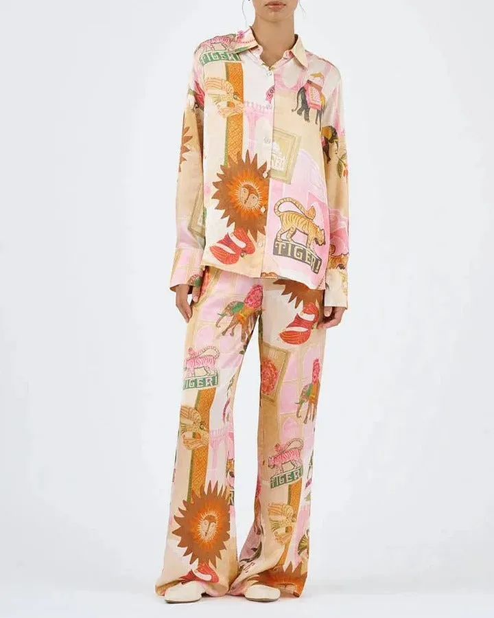 Seraphina™ - Printed Casual Long Sleeve Shirt & Elastic Waist Pants Set