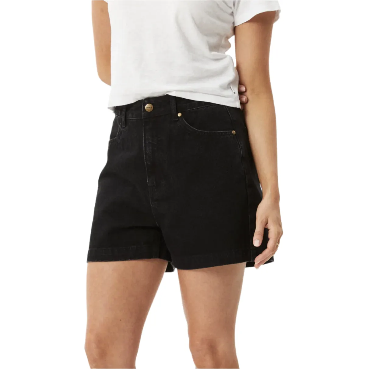 Seventy Threes Organic Denim High Waisted Shorts - Washed Black
