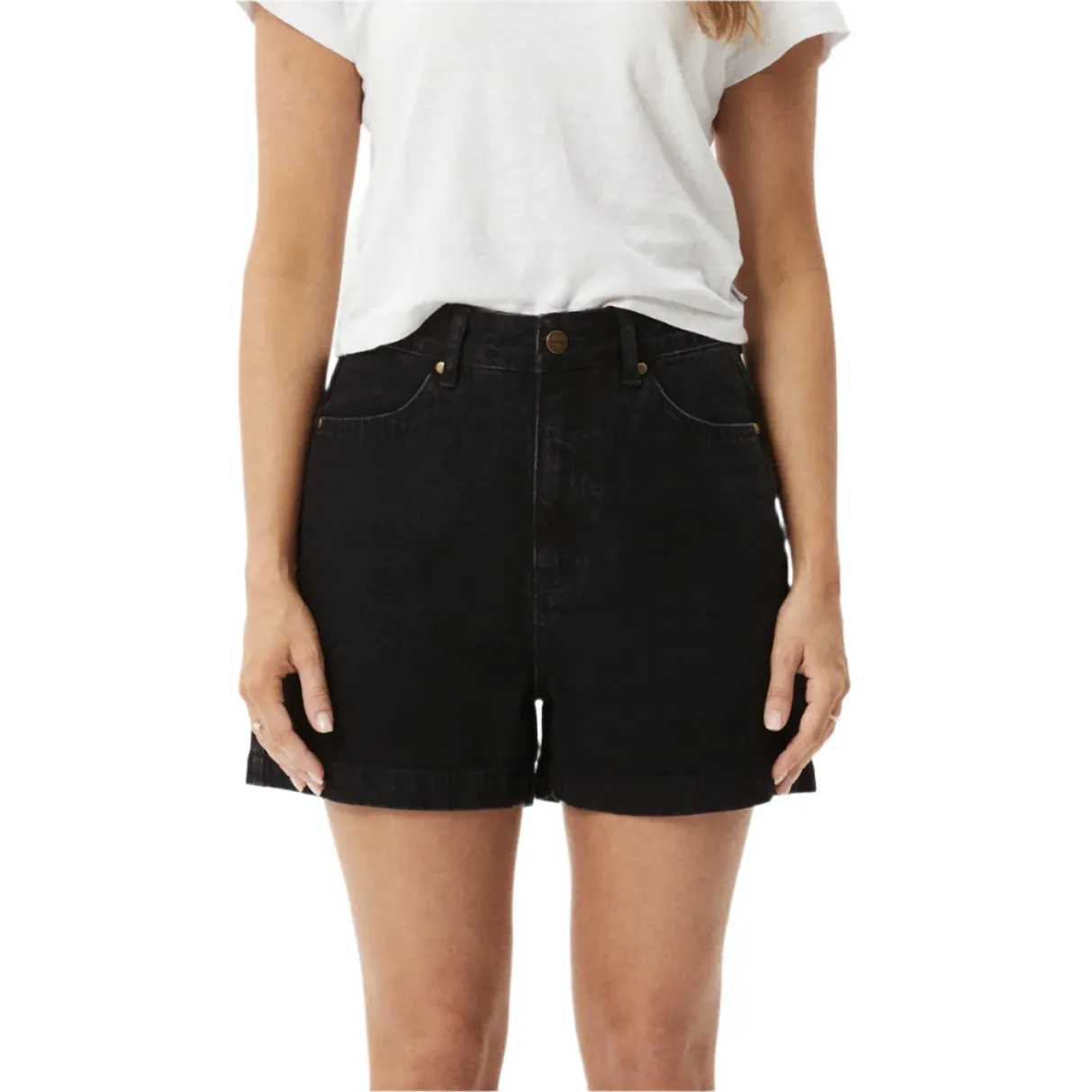 Seventy Threes Organic Denim High Waisted Shorts - Washed Black