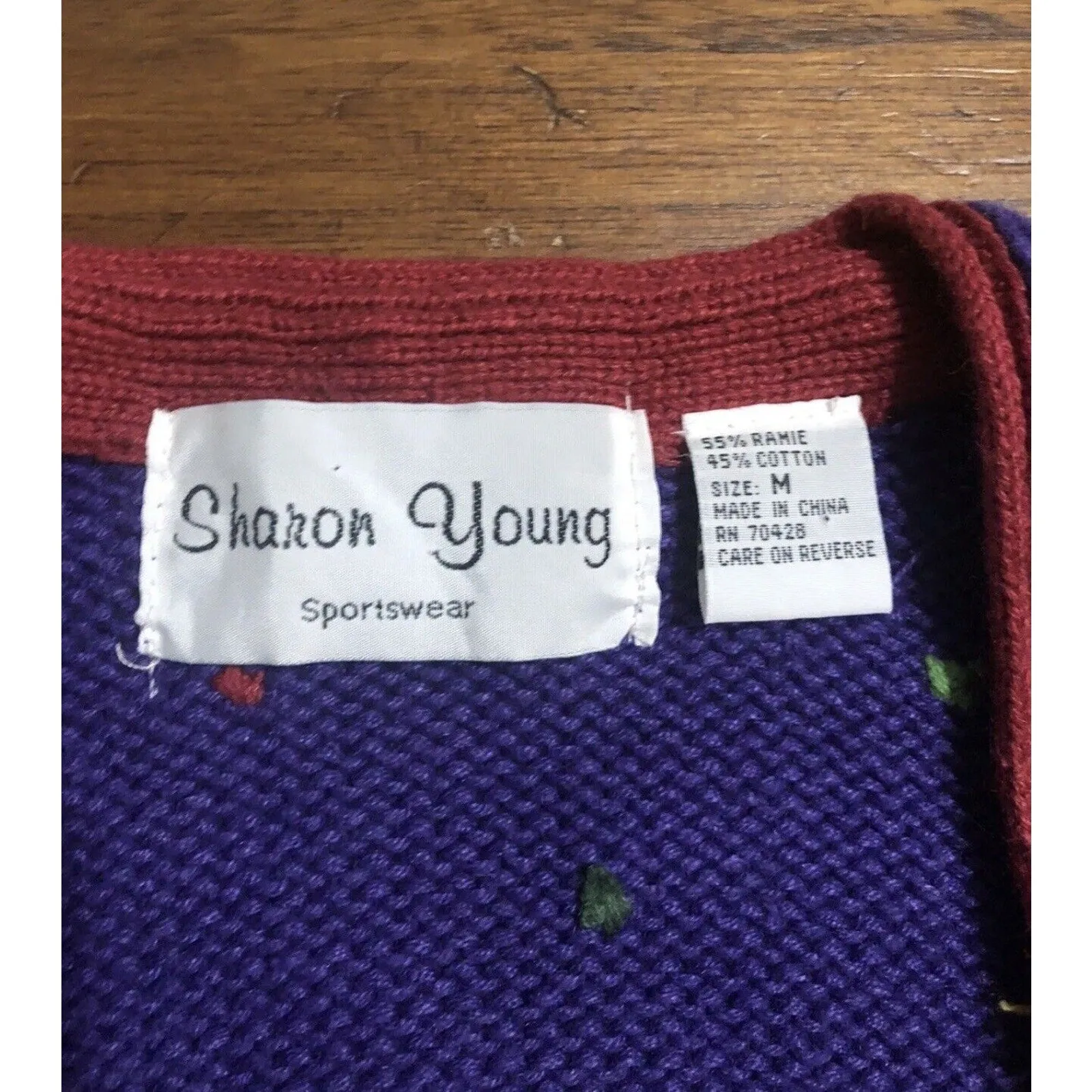 Sharon Young Women's Purple Fruit Sweater Vest, Funky and Fun Design  Size Medium