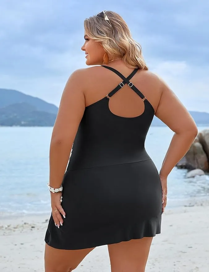 SheCurve? Plus Size One Piece Swim Dress Swimsuit Tummy Control Bathing Suits