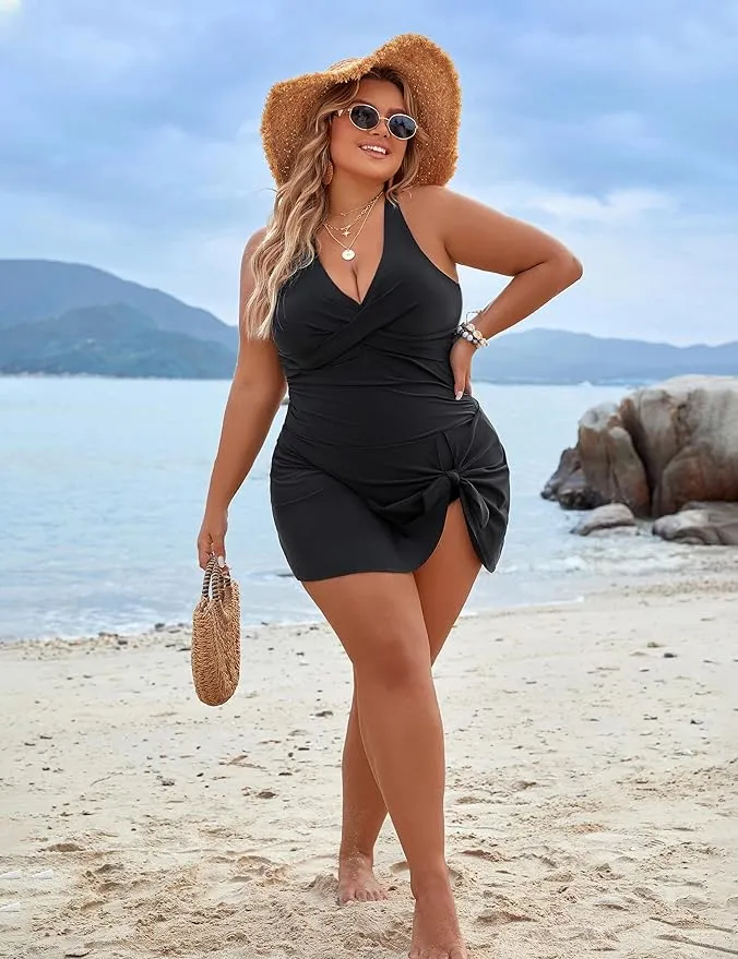 SheCurve? Plus Size One Piece Swim Dress Swimsuit Tummy Control Bathing Suits