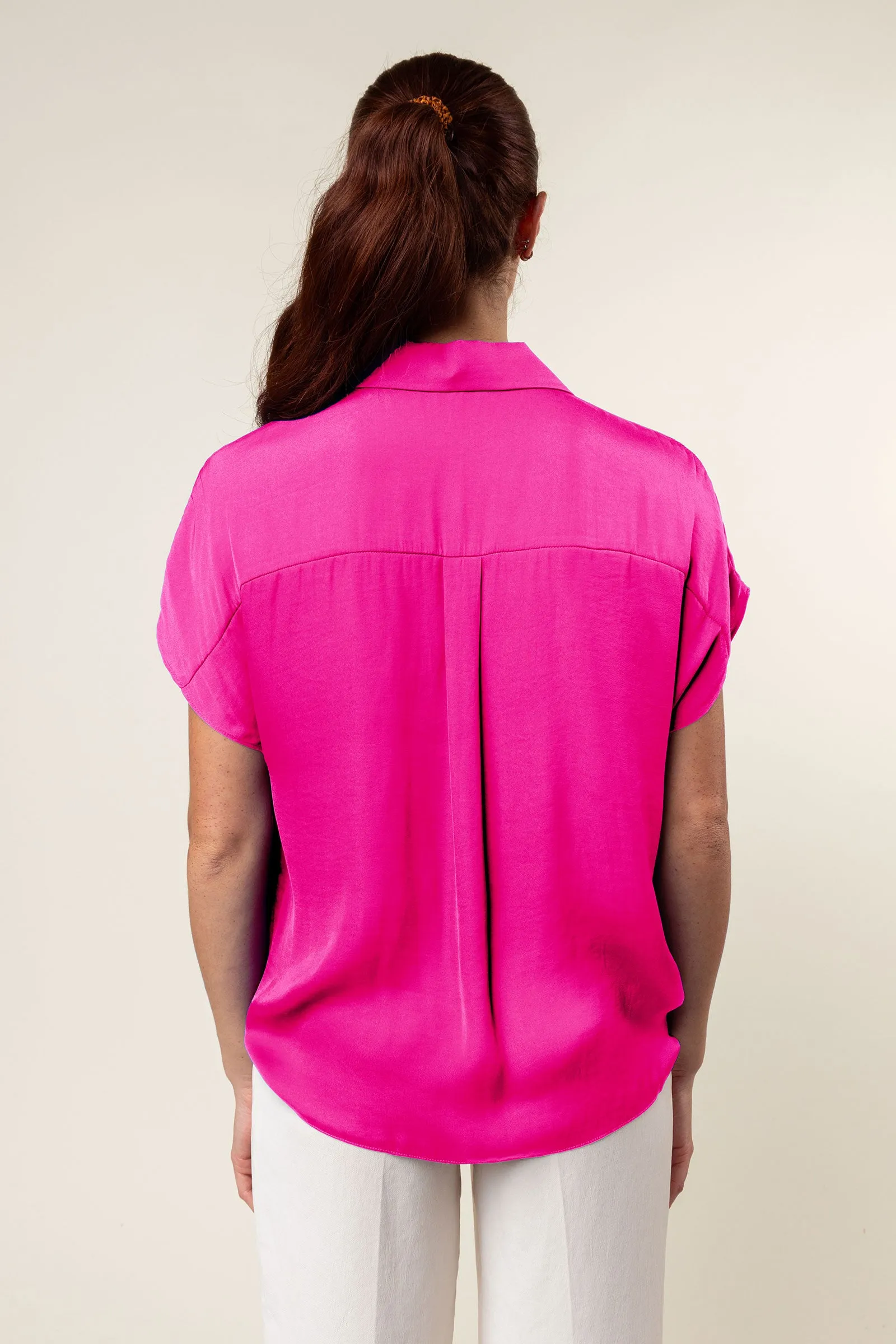 Short Sleeve Convertible Collar Blouse