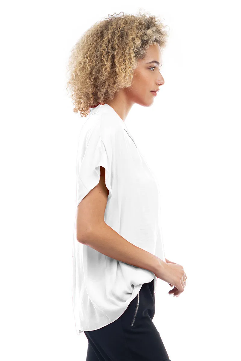 Short Sleeve Convertible Collar Blouse