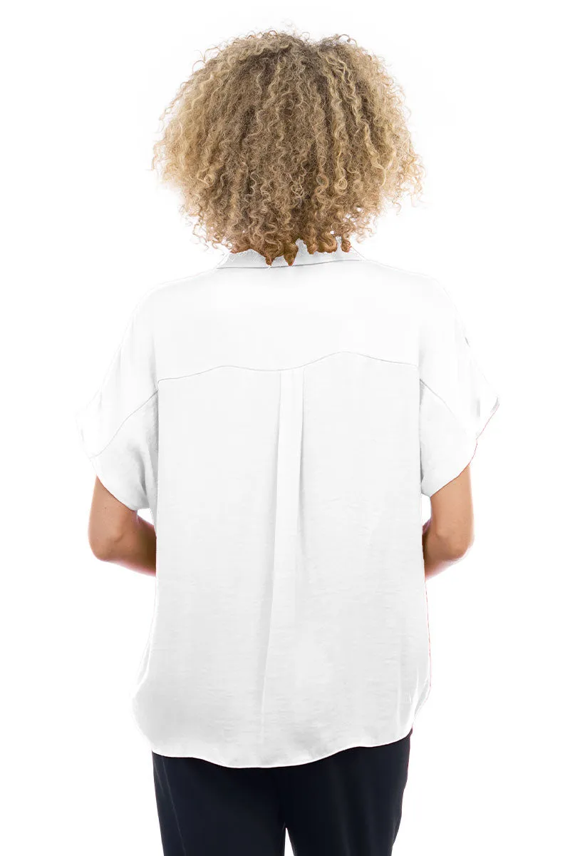 Short Sleeve Convertible Collar Blouse