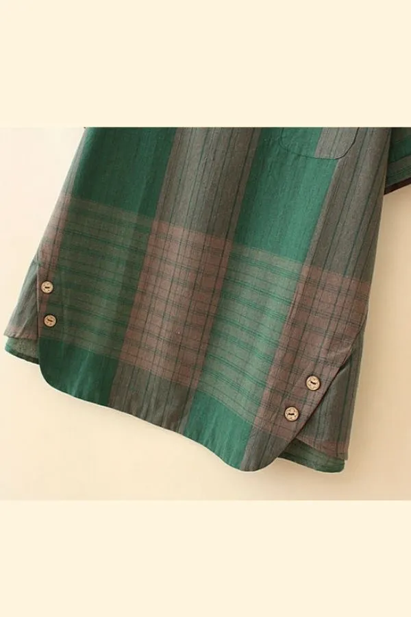 Short Sleeve Plaid Printing Pant Suits